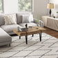 Rustic Coffee Table, Rectangle Nature Central Table with Steel Hairpin Legs for Living Room