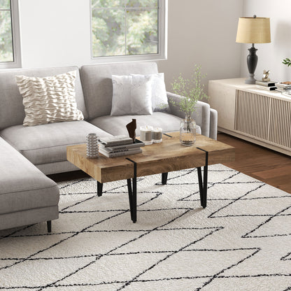 Rustic Coffee Table with Steel Hairpin Legs