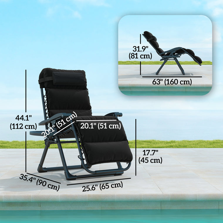 2-Piece Reclining Zero Gravity Lounger with Removable Cushion