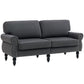 Stylish Midback Double Sofa with Sponge Padding, 2 Seater Sofa Couch, with Rubber Wood Leg, Dark Grey