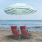6FT Round Beach Umbrella with Tilt Mechanism, Outdoor UV Protection Sun Shaded Canopy with Push Button, Striped Green