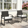 Outdoor Bistro Set, 3 Piece Wicker Patio Furniture Set with Glass Top Table and Cushions for Porch, Balcony, Cream White