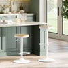 Wood Barstools Set of 2, Swivel Bar Stools with Adjustable Height for Kitchen Counter, Natural Wood and White