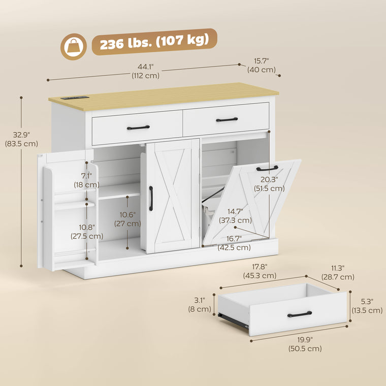 Tilt-Out Garbage Cabinet with Charging Station