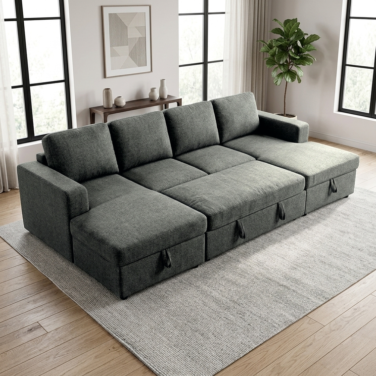 Liberty U-Shaped Sleeper Sectional with Double Storage