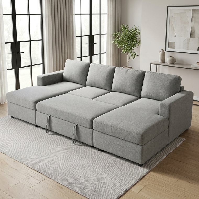 Liberty U-Shaped Sleeper Sectional with Double Storage