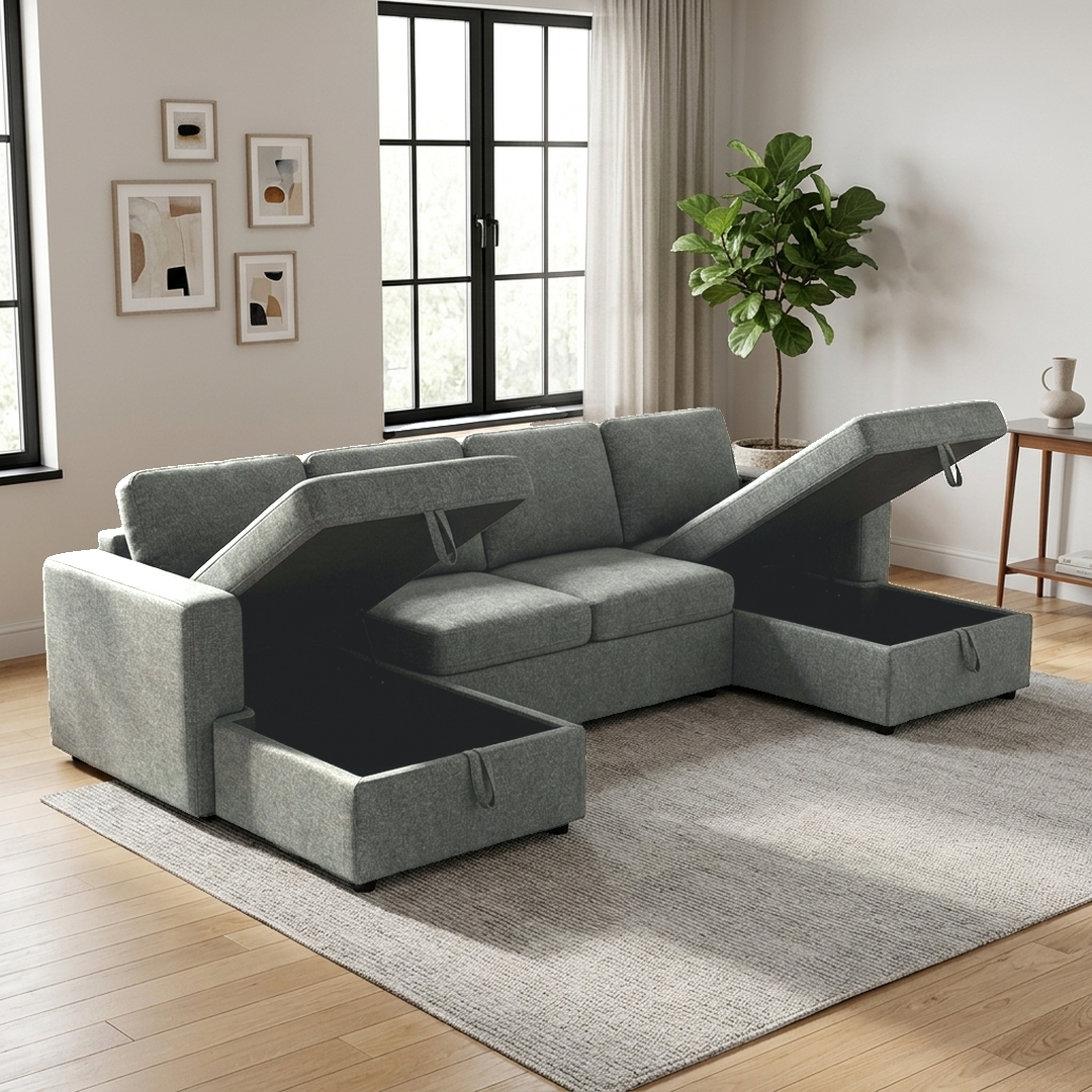 Liberty U-Shaped Sleeper Sectional with Double Storage