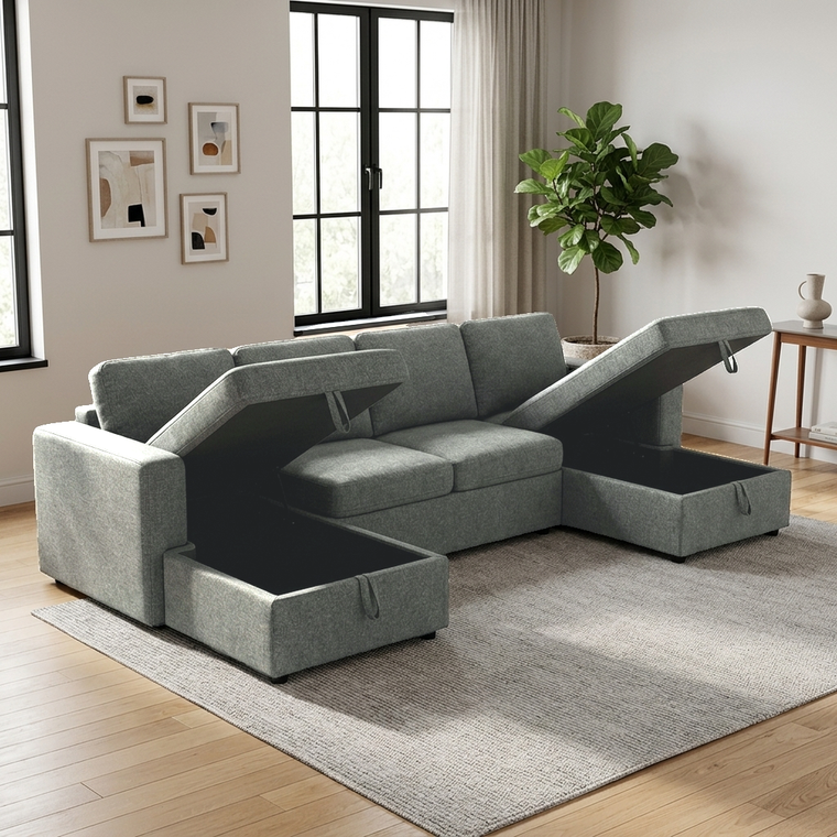 Liberty U-Shaped Sleeper Sectional with Double Storage
