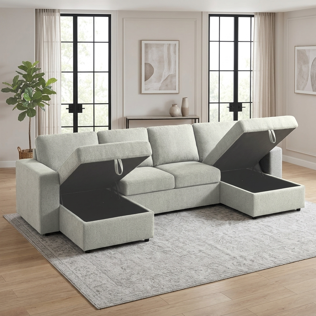 Liberty U-Shaped Sleeper Sectional with Double Storage