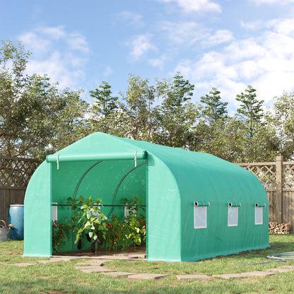 15' x 10' x 7' Green Walk-In Greenhouse with Mesh Windows