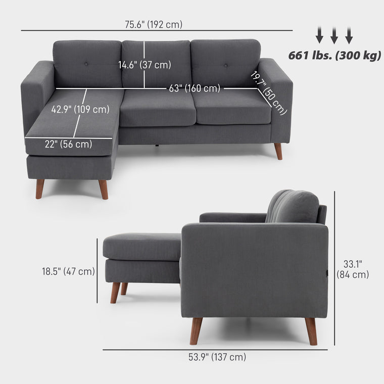 Compact L-Shaped Sectional with Changeable Chaise