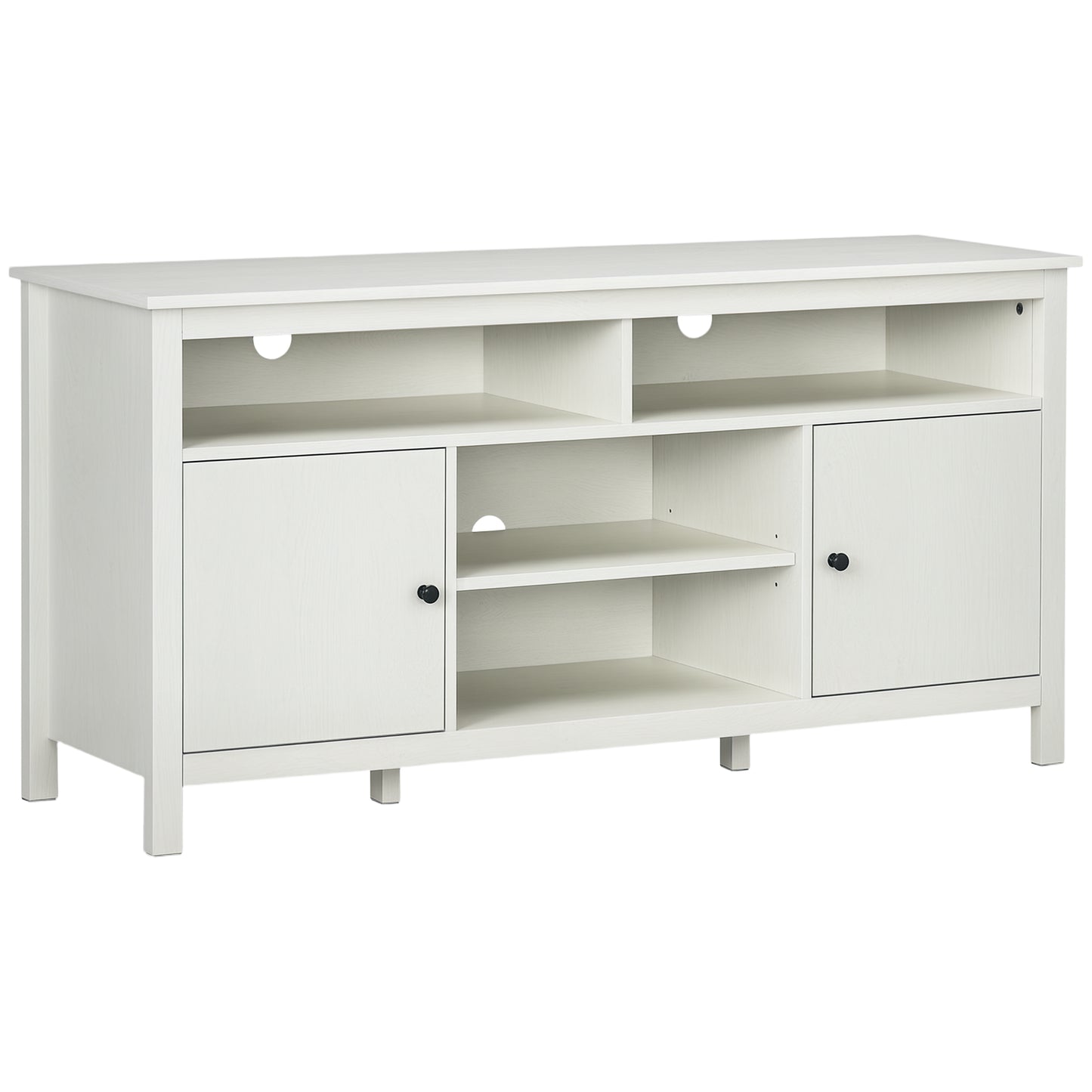 TV Stand for TVs up to 55", TV Unit with Storage Cupboard and Shelves, 55.1" x 15.7" x 27", White