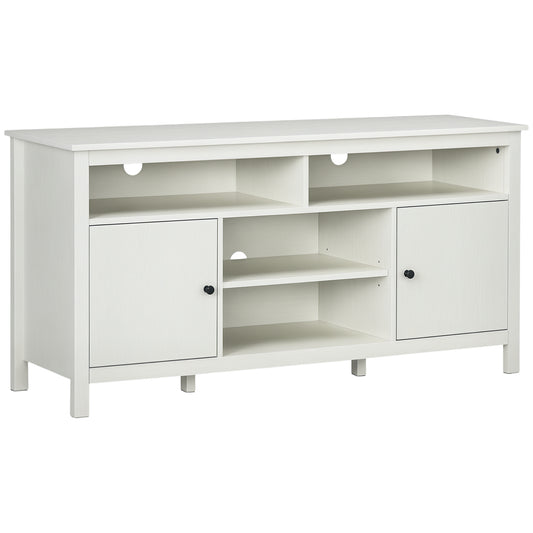 55.1" TV Stand with Storage Cupboard - White