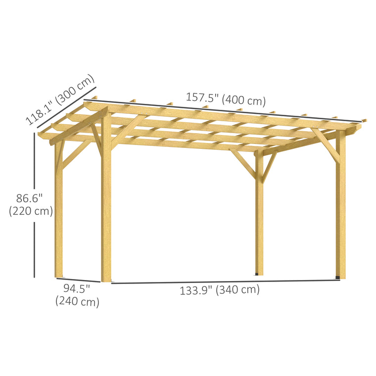 10' x 13' Nature Wood Pergola with Grape Trellis