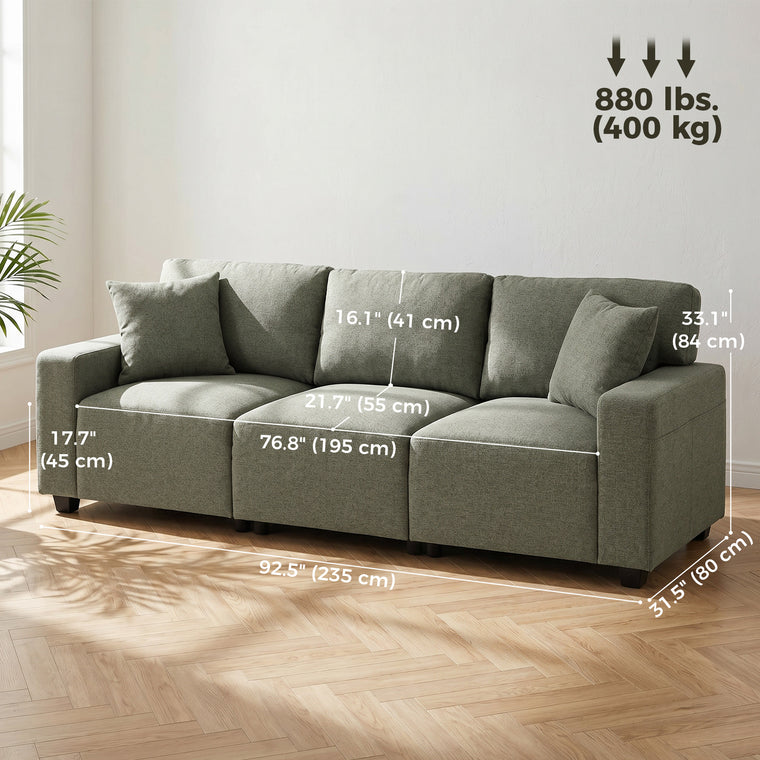 3-Seater Sofa with Storage Pockets
