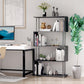 5-Tiers Geometric Wooden Bookcase S-Shaped Storage Bookshelf Display with Metal Frame for Living Room, Bedroom, Home Office, Black