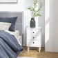 Set of Two Three-Drawer Modern Bedside Tables for Bedroom, White