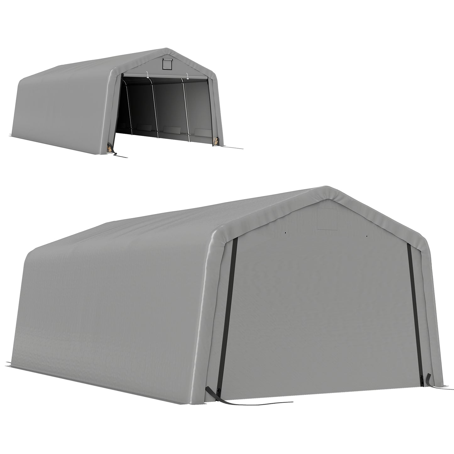 Portable Garage, Heavy Duty Carport Canopy with Ventilation Windows and Large Roll-up Door, Dark Grey