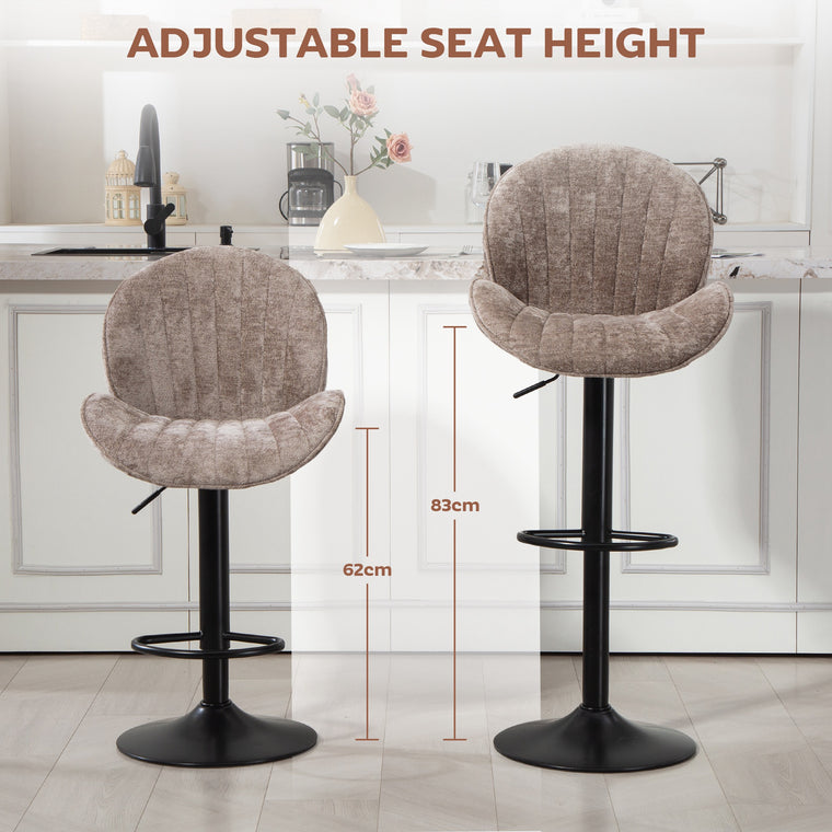 Swivel Bar Stools Set of 2 with Footrest - Brown