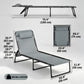 Folding Lounge Chair, Adjustable Chaise Lounge with Headrest, Reclining Lounger Cot for Camping, Hiking, Light Grey