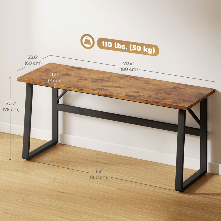 71" Computer Desk with Adjustable Feet - Brown
