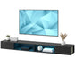 TV Stand with RGB LED Lights, Entertainment Center with Open Shelves for 75 Inch TV, Black Wood Grain