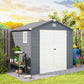 8' x 6' Plastic Garden Storage Shed with Latch Door, Vents, Sloped Roof, Dark Grey