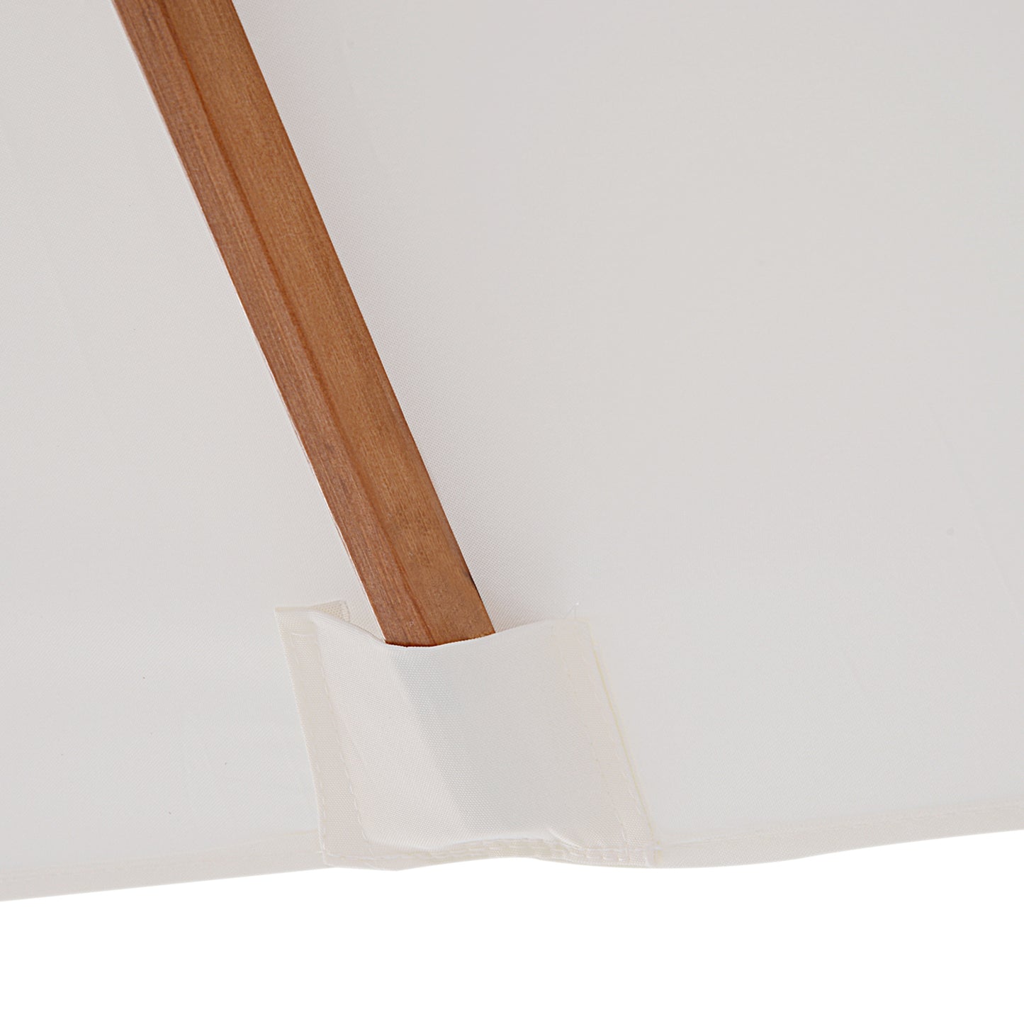 6.6x5ft Fir Wooden Patio Umbrella Square Market Parasol Tilt Mechanism 6 Ribs Garden Sunshade, Cream White