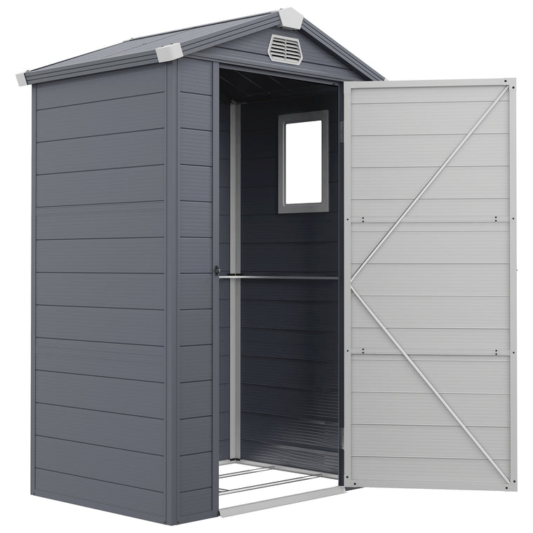 4.4' x 3.3' Plastic Garden Shed with Latch Door & Vents