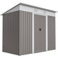 7' x 4' Outdoor Storage Shed, Metal Garden Tool Storage House Organizer with Lockable Sliding Doors and Vents for Backyard Patio Lawn, Light Grey