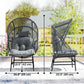 Wicker Egg Chair, 330 lbs Outdoor Rattan Lounge Chair with Thick Cushion, Headrest, Steel Frame, Dark Grey