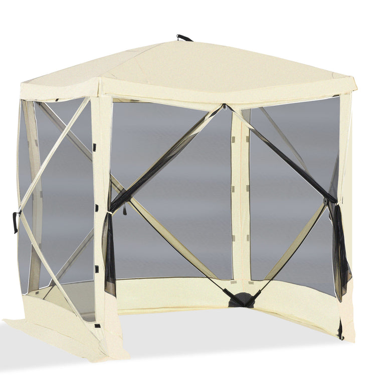 Beige Foldable Pop-Up Screen Tent for 3-4 People
