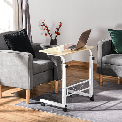 Mobile Standing Desk with Adjustable Height - Natural Wood