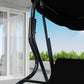 Outdoor Porch Swing with Adjustable Canopy, 3-Seater Patio Swing Chair with Cushion, Black