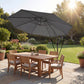 10FT Cantilever Patio Umbrella with 8 Ribs, Offset Patio Umbrella with Cover and Wind Ropes for Garden, Yard, Dark Grey