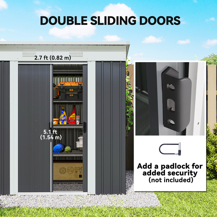 6' x 4' Garden Shed with Lockable Sliding Doors and Vents