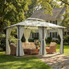 13' x 10' Cream White Soft-Top Steel Gazebo with Double Roof