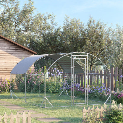 9.2' x 12.5' x 6.5' Silver Galvanized Chicken Coop with Cover