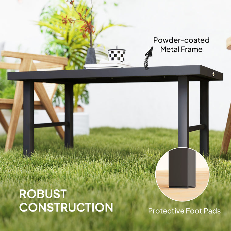 Metal Side Table with SPC Woodgrain Top