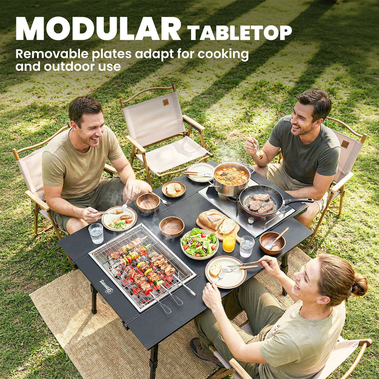 Folding Picnic Table with Removable Plates & Non-Slip Feet