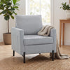 Accent Chair Modern Upholstered Armchair with Side Pockets and Cushion for Bedroom, Living Room, Light Grey