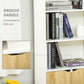 4-Tier Open Bookshelf with Doors Modern Home Office Bookcase Storage Cabinet for Living Room Bathroom Study, Oak
