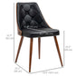 Dining Chairs Set of 2, Tufted Kitchen Chairs, PU Leather Upholstered Seats and Steel Legs for Dining Room, Black