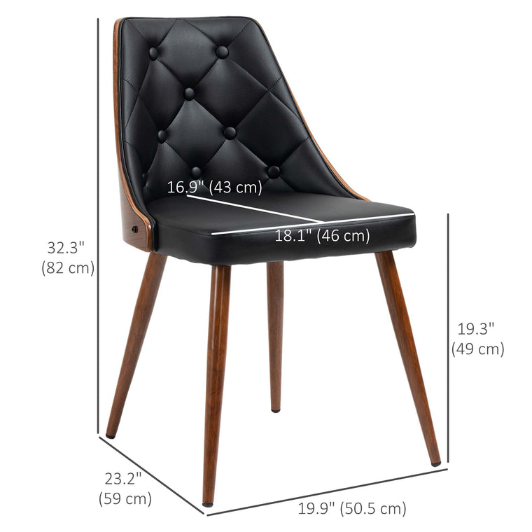 Tufted Dining Chairs Set of 2, Faux Leather - Black