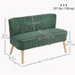 Modern 2 Seater Sofa, Upholstered Two Seater Couch with Rubber Wood Legs, Green