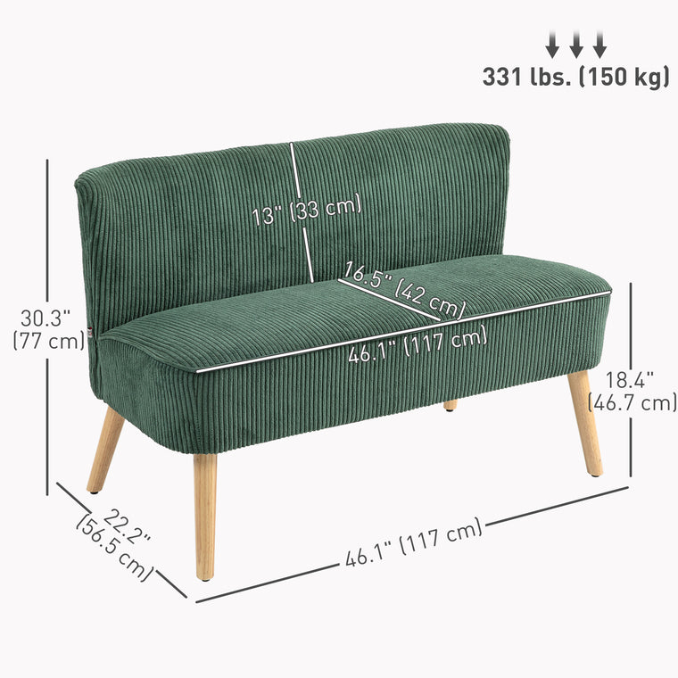 2-Seater Sofa with Rubber Wood Legs