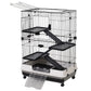 45"H Black 4-Level Guinea Pig Cage with Wheels & Ramp