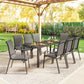Outdoor Dining Sets for 8 with Stackable Chairs, Patio Dining Set with Glass Top Table for Garden, Patio, Backyard, Dark Grey
