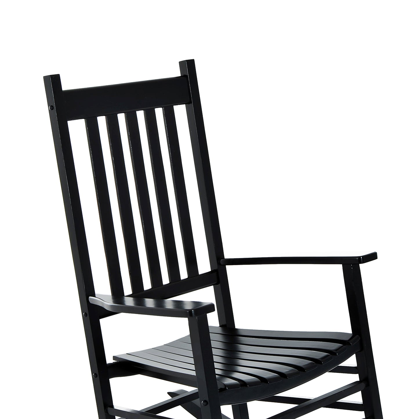 Wooden Porch Rocking Chair Outdoor Patio Rocker Garden Single Leisure Reclining Seat Armchair Black