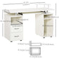 Computer Desk with Keyboard Tray, Home Office Desk with Drawers, CPU Stand, Printer Stand and Open Shelves, Writing Workstation for Study, White